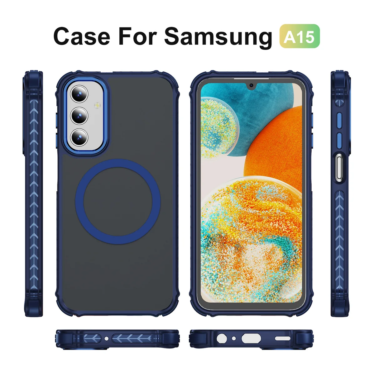 cross-border compatible with Samsung A15 rainbow 1 No. soft-touch magnetic ring phone case shockproof fingerprint-resistant direct source factory