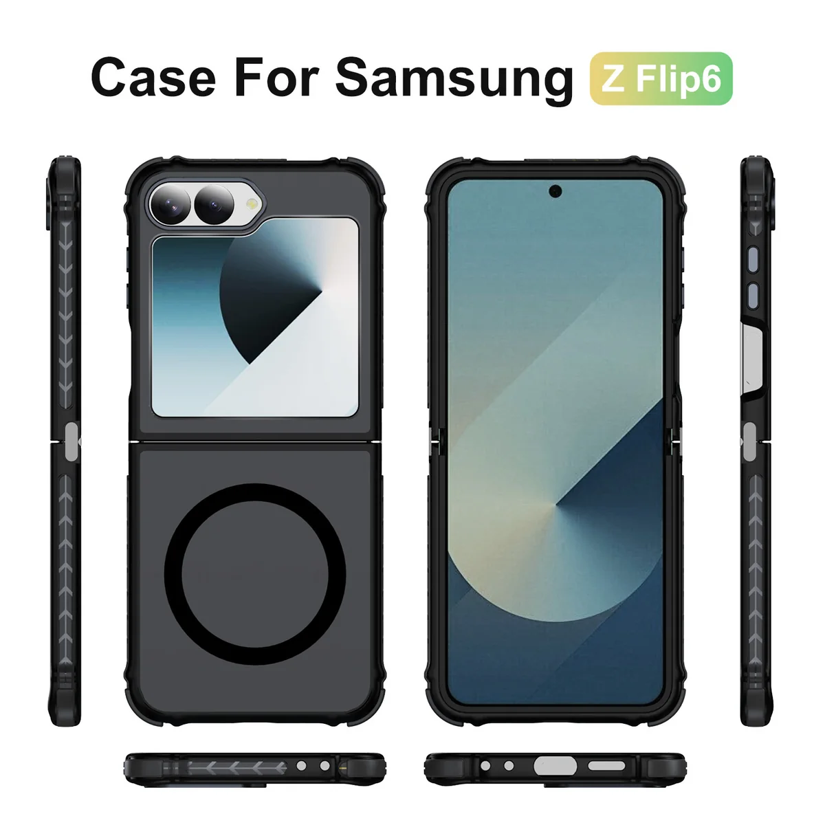 cross-border compatible with Samsung Z FLIP 6 rainbow 1 No. soft-touch magnetic ring phone case shockproof fingerprint-resistant direct source factory