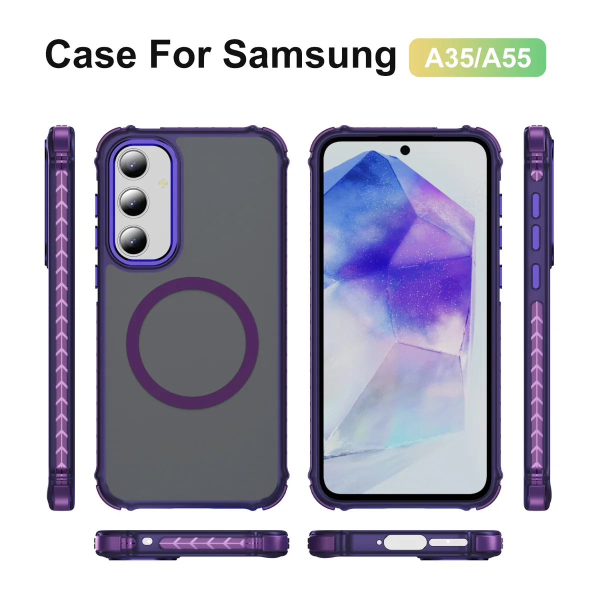 cross-border compatible with Samsung A35 rainbow 1 No. soft-touch magnetic ring phone case shockproof fingerprint-resistant direct source factory