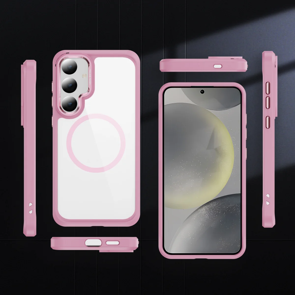 cross-border compatible with Samsung S25 camera lens guard ultra-clear magnetic ring shockproof phone case wireless charging metal camera frame