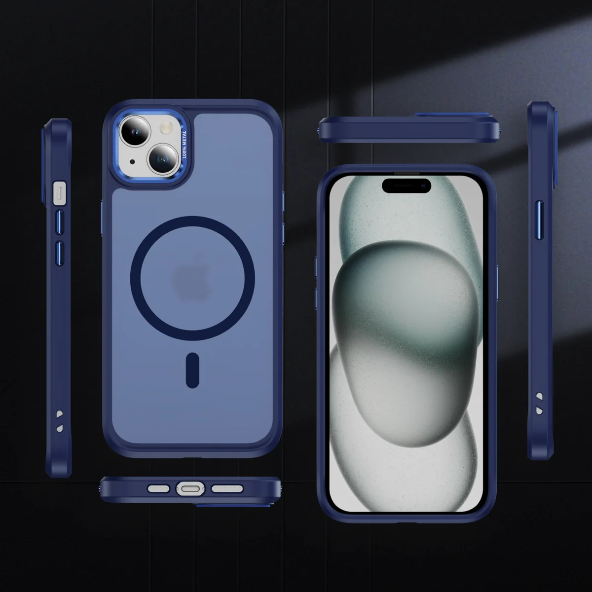 cross-border compatible with iPhone15 camera lens guard soft-touch magnetic ring phone case wireless fast charging translucent soft-touch case new arrival