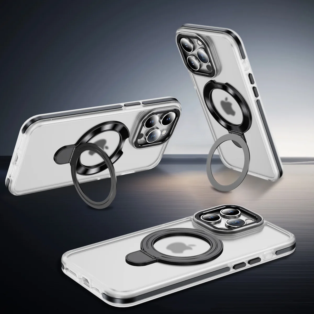 cross-border compatible with Apple iPhone15PRO MAX two-tone cloud pattern soft-touch PH8 kickstand phone case wireless charging