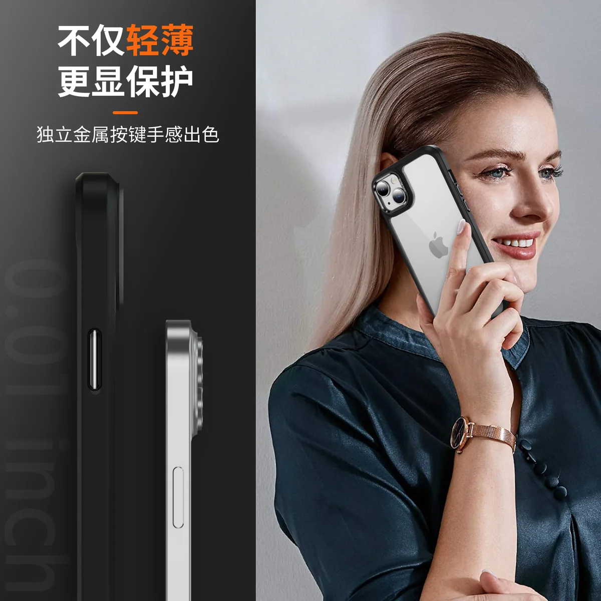 cross-border compatible with IP15 camera lens guard ultra-clear scratch-resistant phone case wireless charging built-in lanyard opening direct source factory