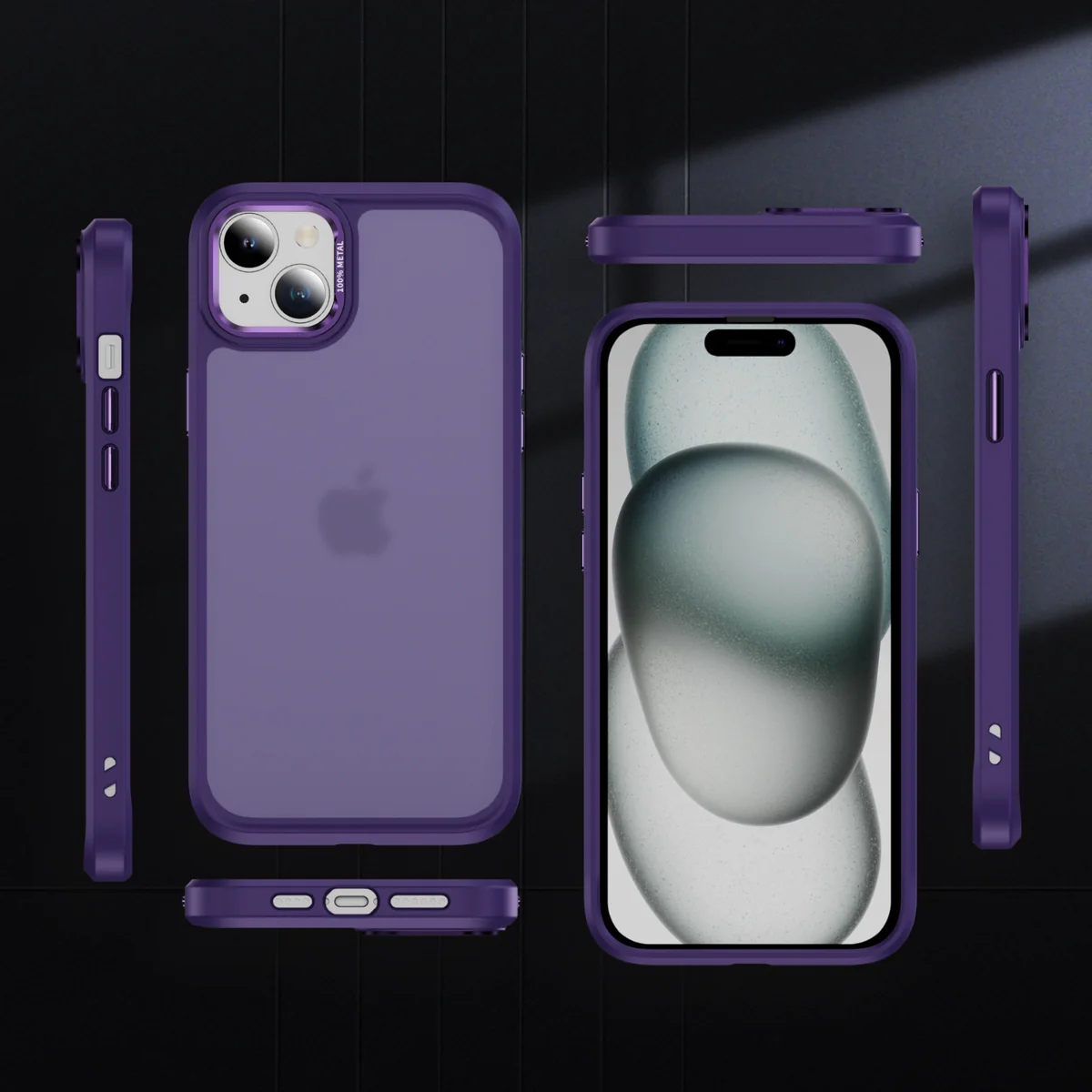 cross-border compatible with Apple IP15 camera lens guard soft-touch phone case wireless charging scratch-resistant shockproof fingerprint-resistant
