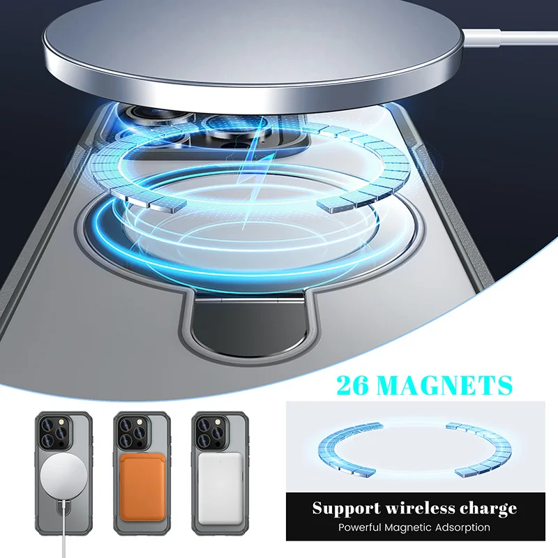 cross-border compatible with Apple IP15ProMax integrated Warrior open buttons magnetic attachment foldable ring kickstand phone case