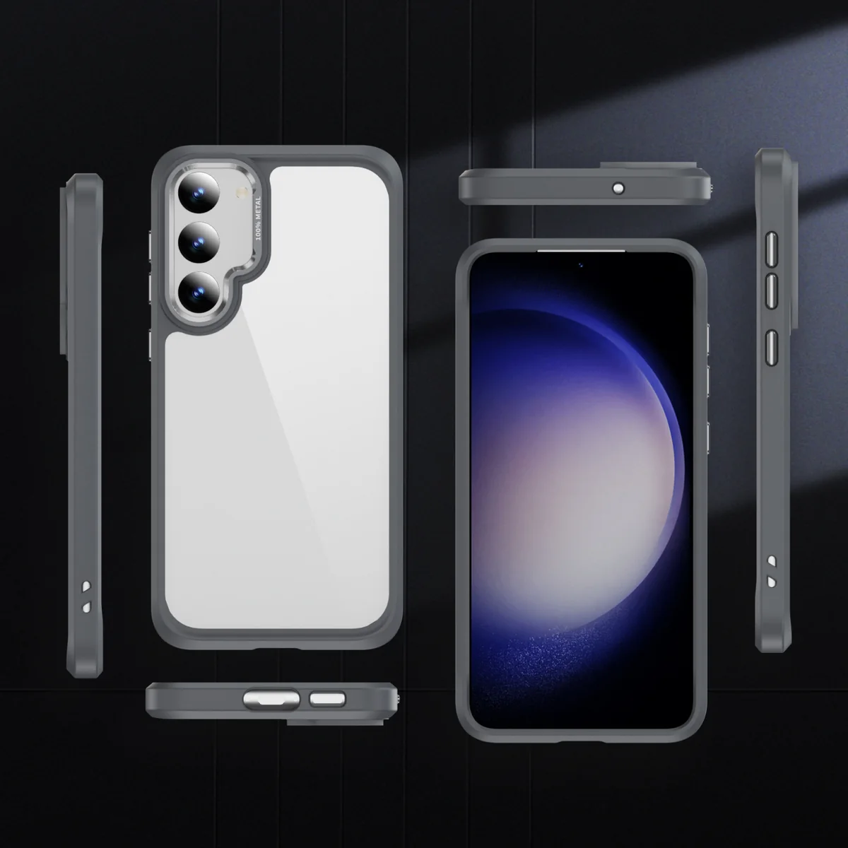 cross-border compatible with Samsung S23Plus camera lens guard ultra-clear scratch-resistant phone case wireless charging built-in lanyard opening