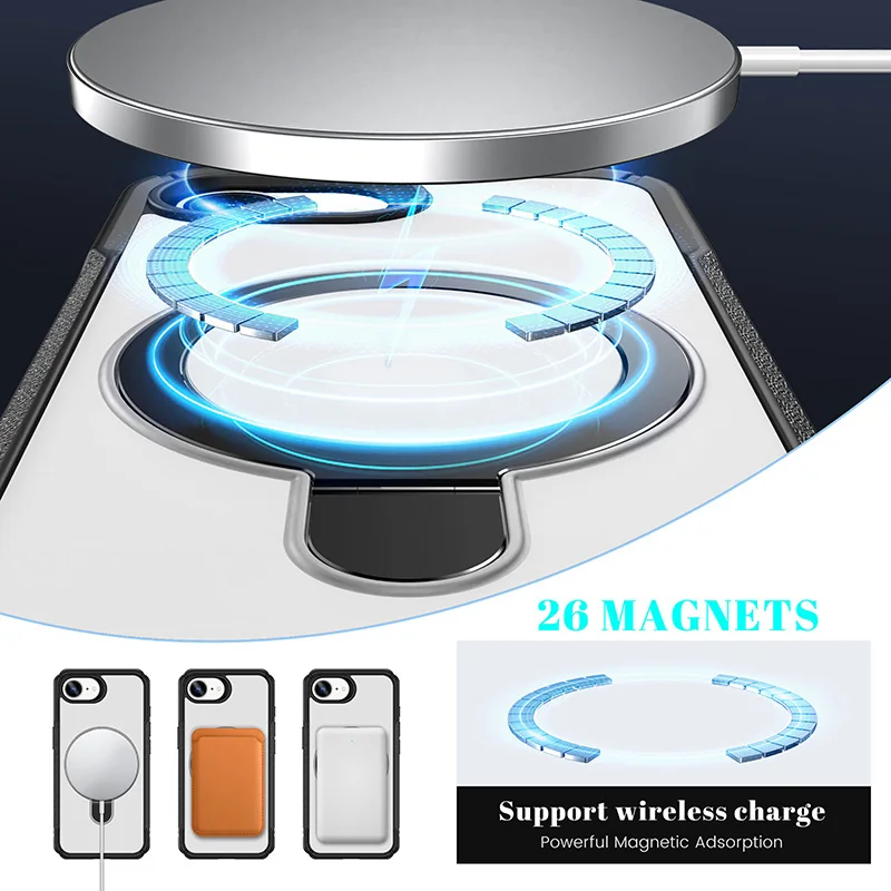 cross-border compatible with Apple IP16E integrated Warrior style open buttons magnetic attachment foldable ring kickstand phone case