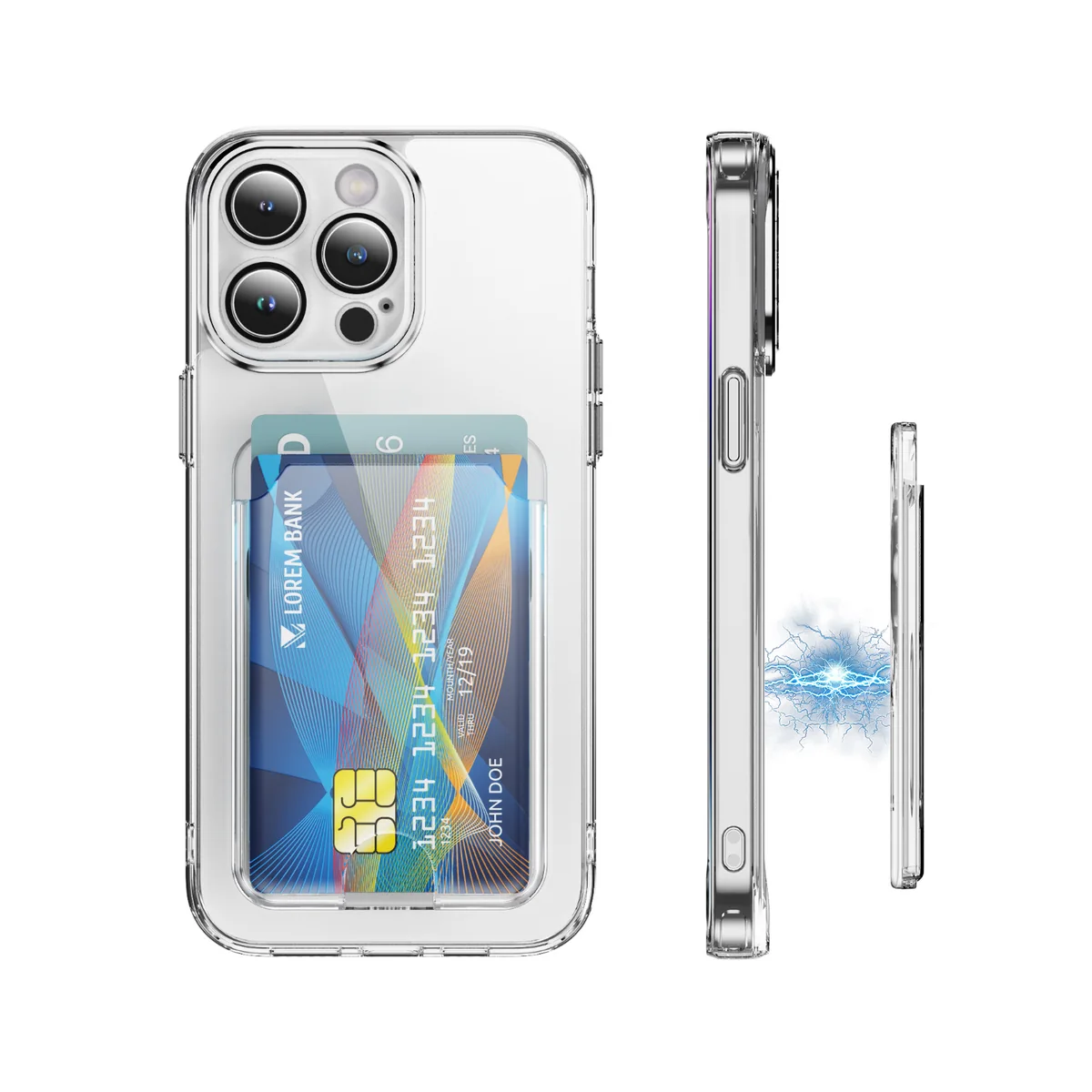vertical card slot C style magnetic ring dual-card PC scratch-resistant ultra-clear ultra-thin feel phone case accessories magnetic attachment compatible with Apple Samsung