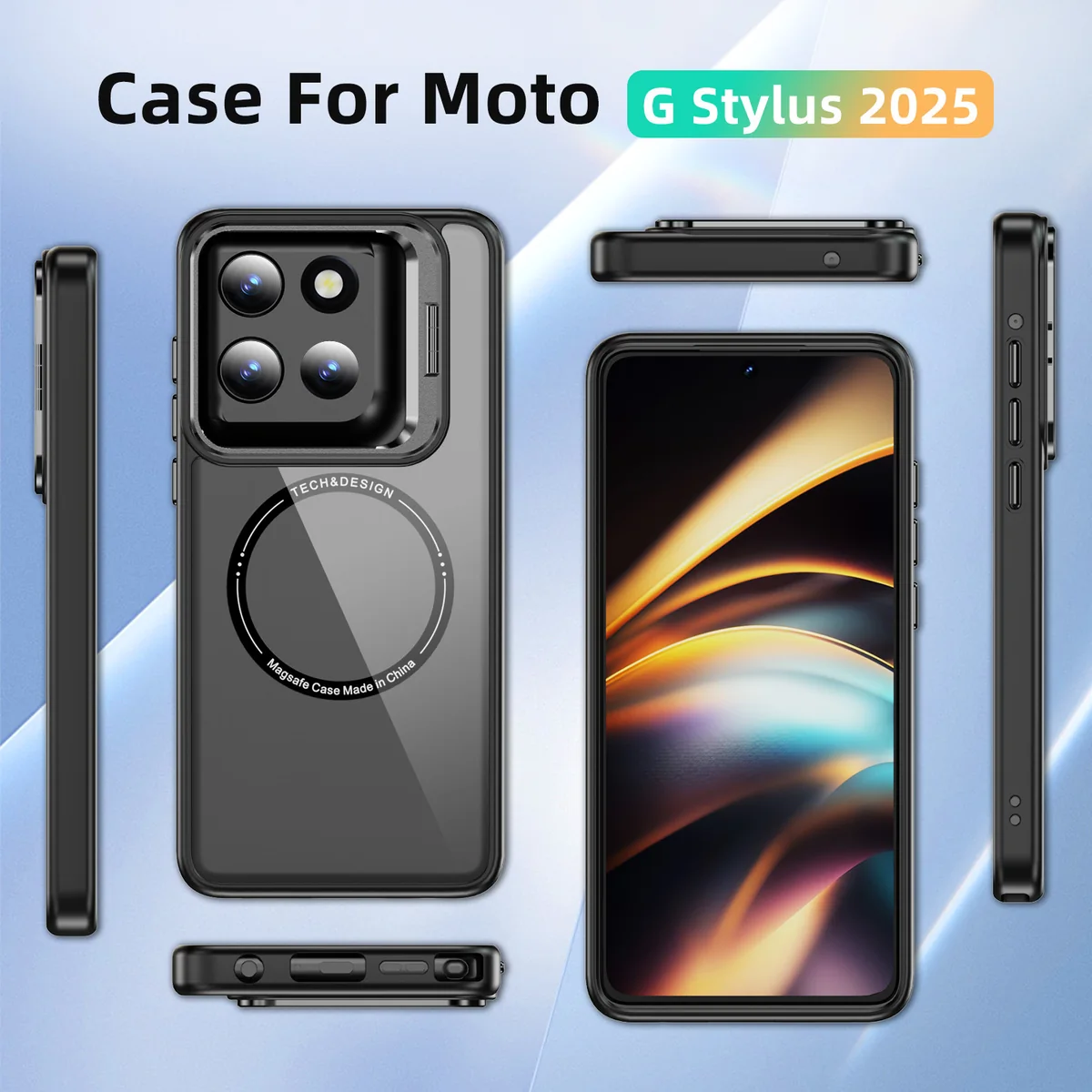 cross-border compatible with MOTO G STYLUS 2025 Sky Mirror magnetic attachment case camera-lens hinge kickstand phone case