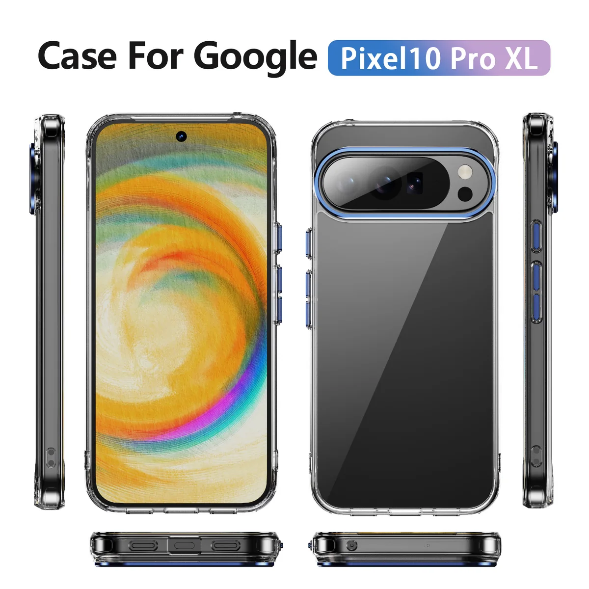 cross-border compatible with Google Pixel 10 ProXL Phantom Series shockproof phone case transparent case camera frame