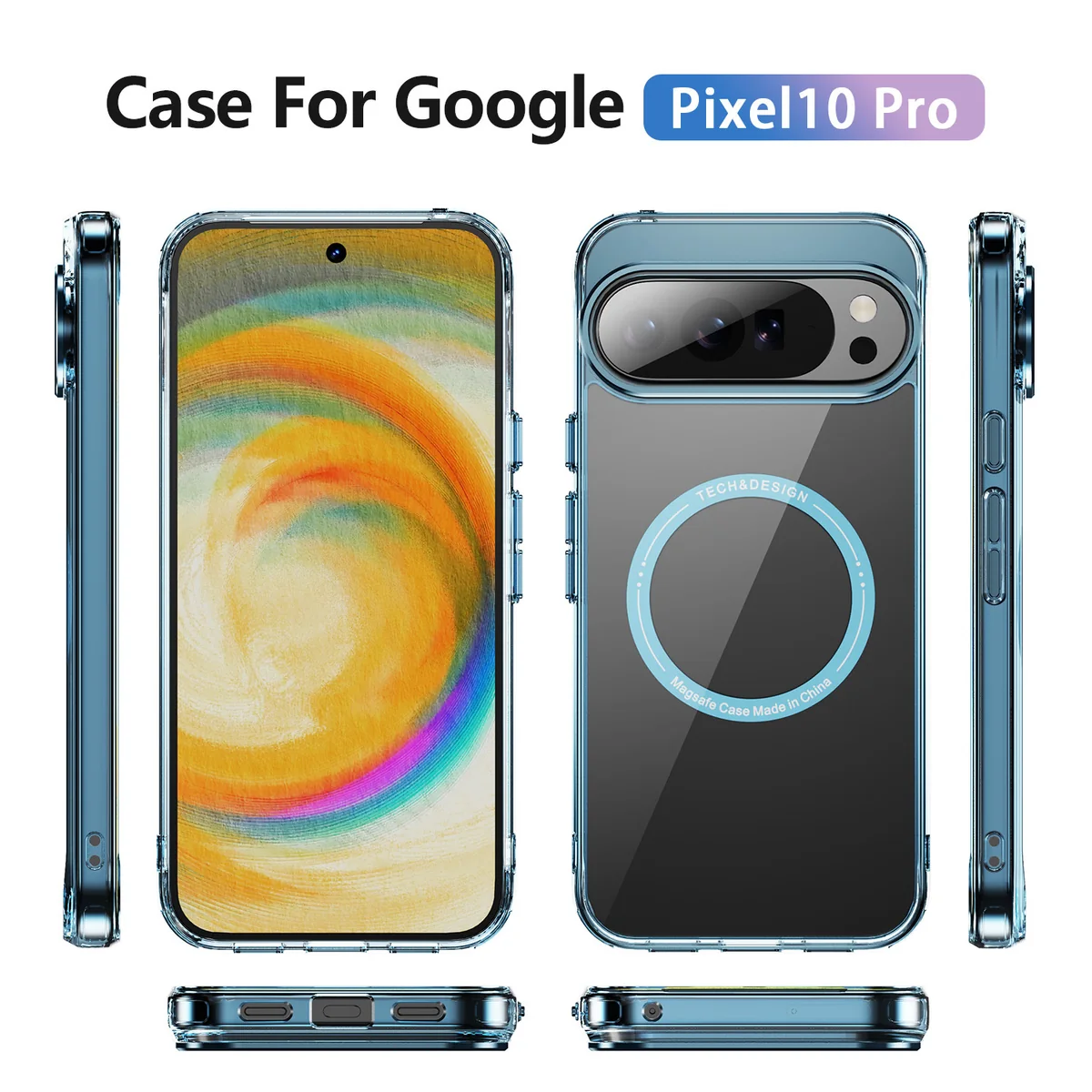 cross-border compatible with Google Pixel 10 Pro Phantom ultra-clear magnetic attachment large camera opening transparent case phone case Pixel 10