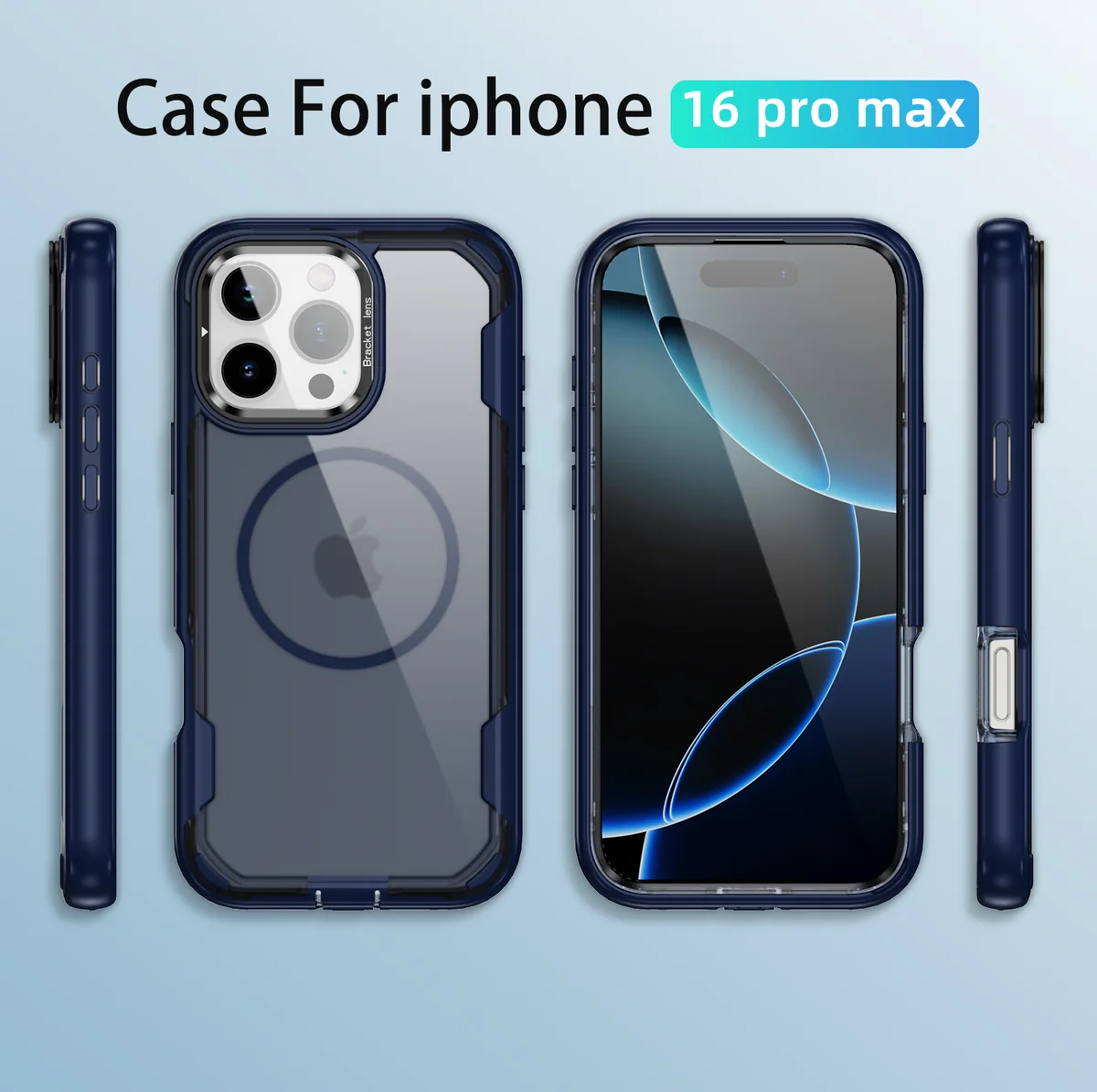 cross-border compatible with Apple IP16Pro Max rugged triple protection slim magnetic attachment camera-ring kickstand shockproof phone case manufacturer