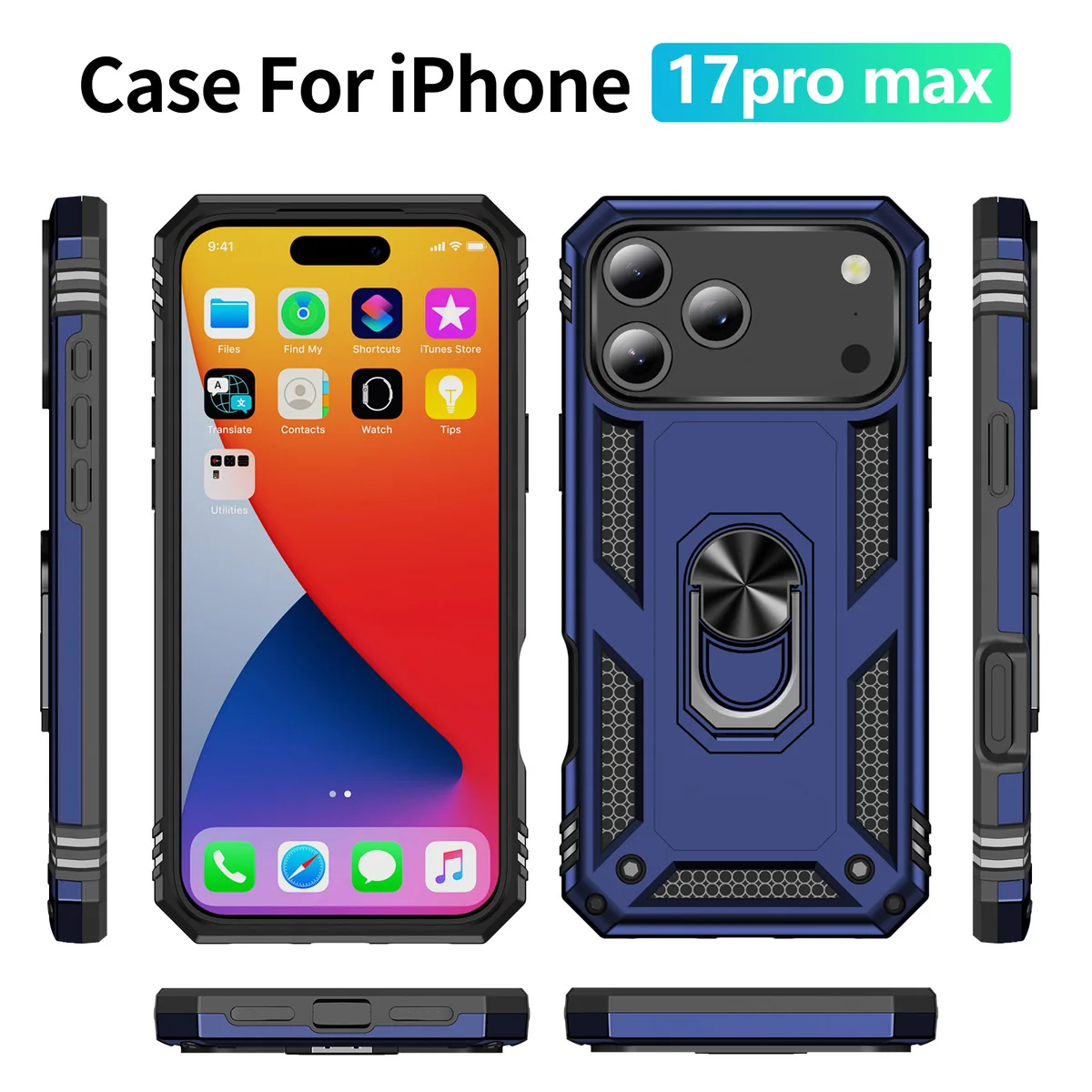 cross-border compatible with Apple iPhone17Pro Max Trooper shockproof car mount 2-in-1 armor phone case