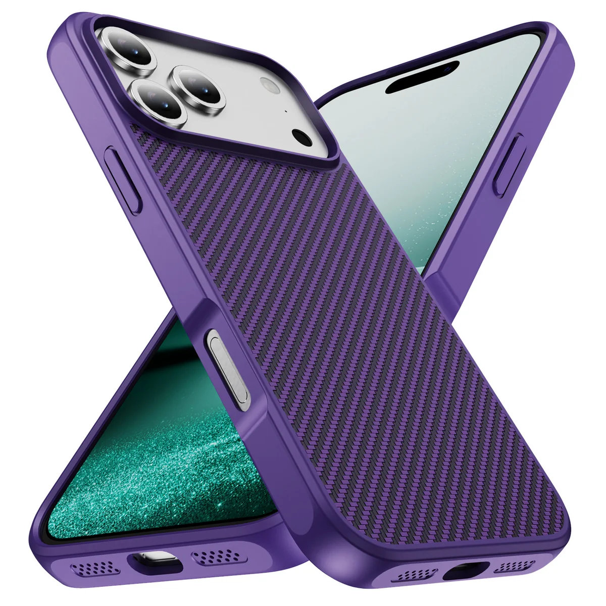 cross-border compatible with Apple iPhone17 Pro EyeShip carbon-fiber texture soft-touch case wireless charging phone case