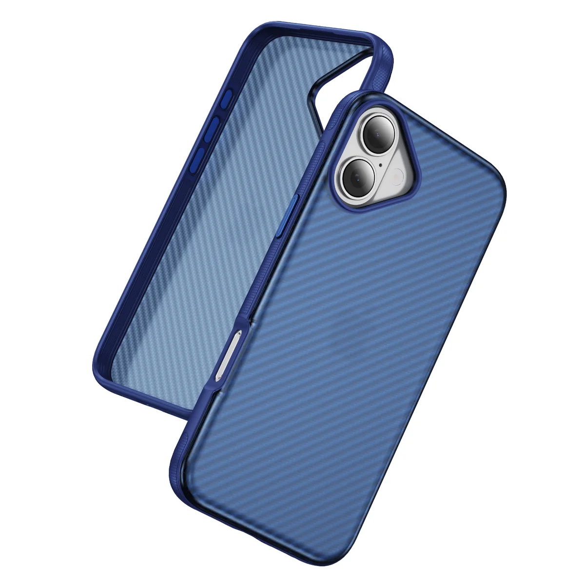 cross-border compatible with Apple iPhone16 Plus kickstand case carbon-fiber texture soft-touch phone case PC case wireless charging