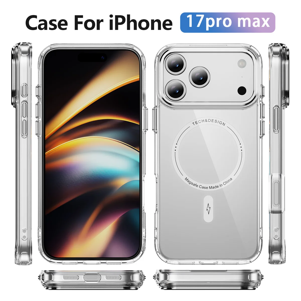 cross-border compatible with iPhone17Pro Max Phantom ultra-clear magnetic attachment transparent shockproof phone case wireless charging