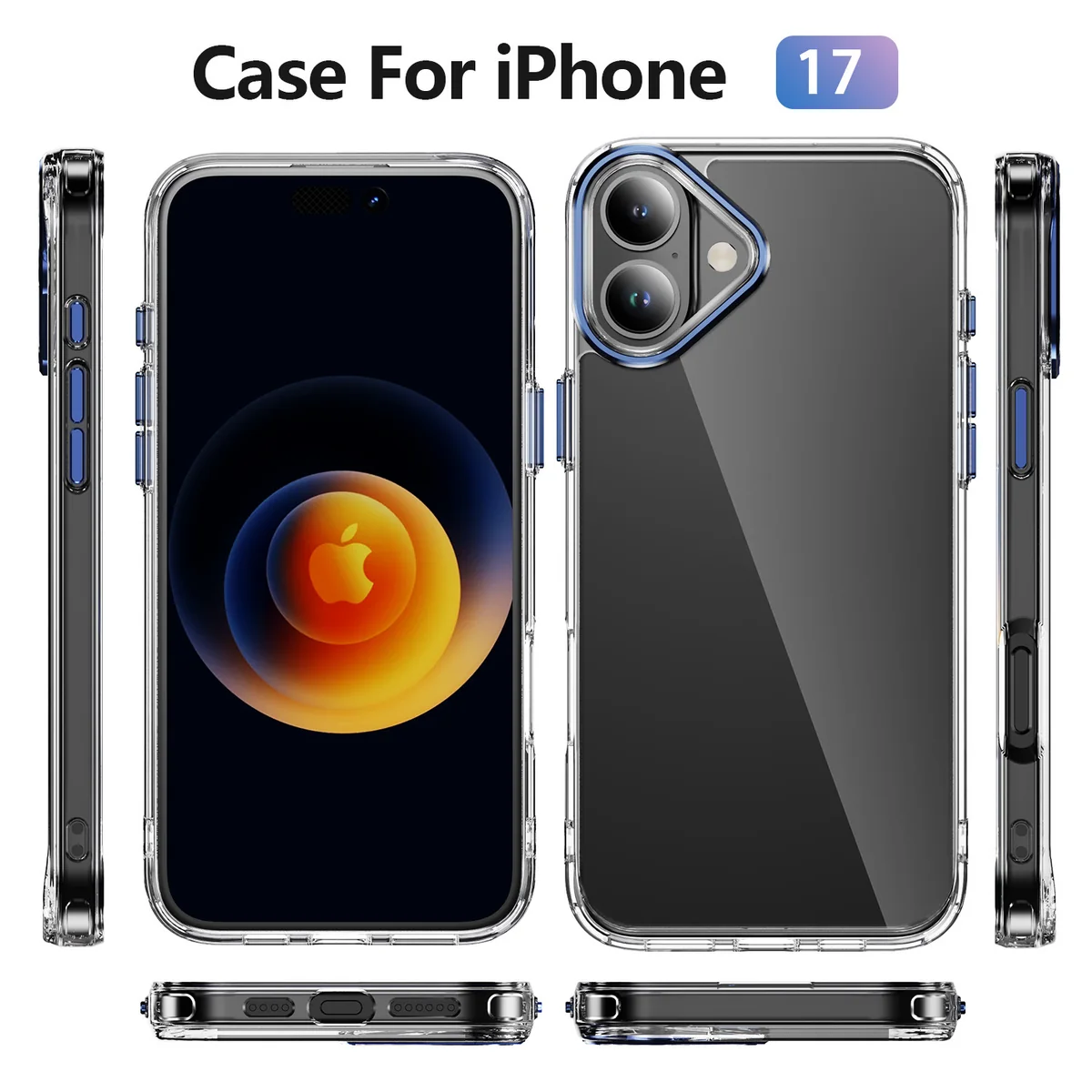 cross-border compatible with iPhone 17 Phantom Series 2.0mm non-yellowing phone case transparent case wireless charging