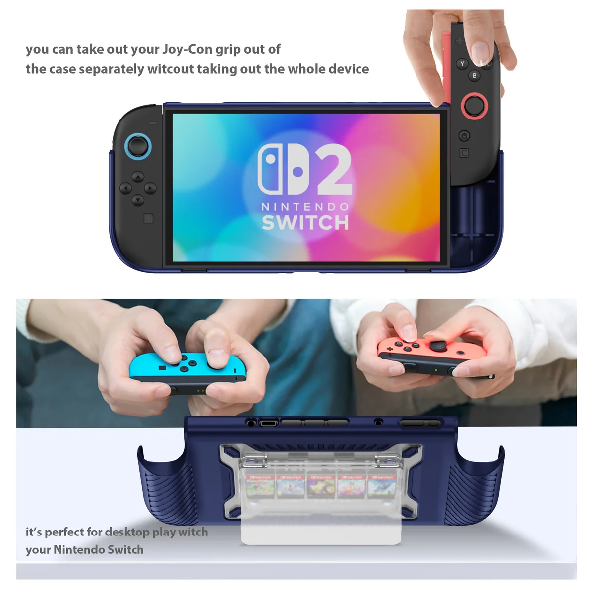 compatible with Nintendo Switch 2 handheld game console protective case with game card holder holds 5 game cards in stock