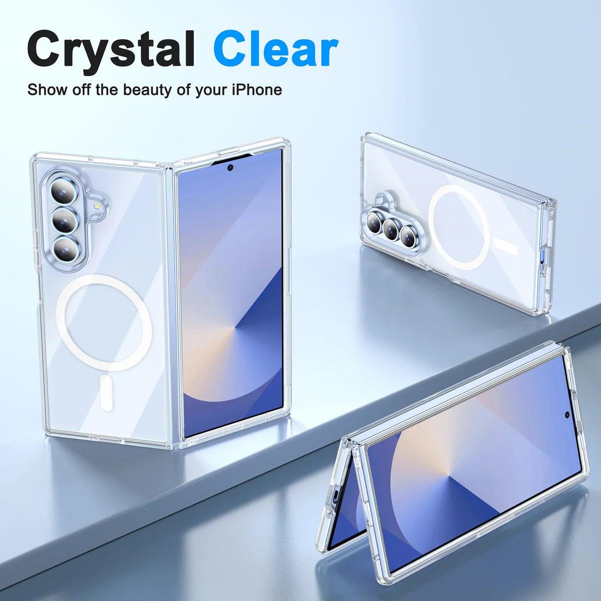 cross-border compatible with Samsung Z Fold7 foldable one-piece case with magnetic ring phone case Bayer anti-yellowing ultra-clear TPU+PC