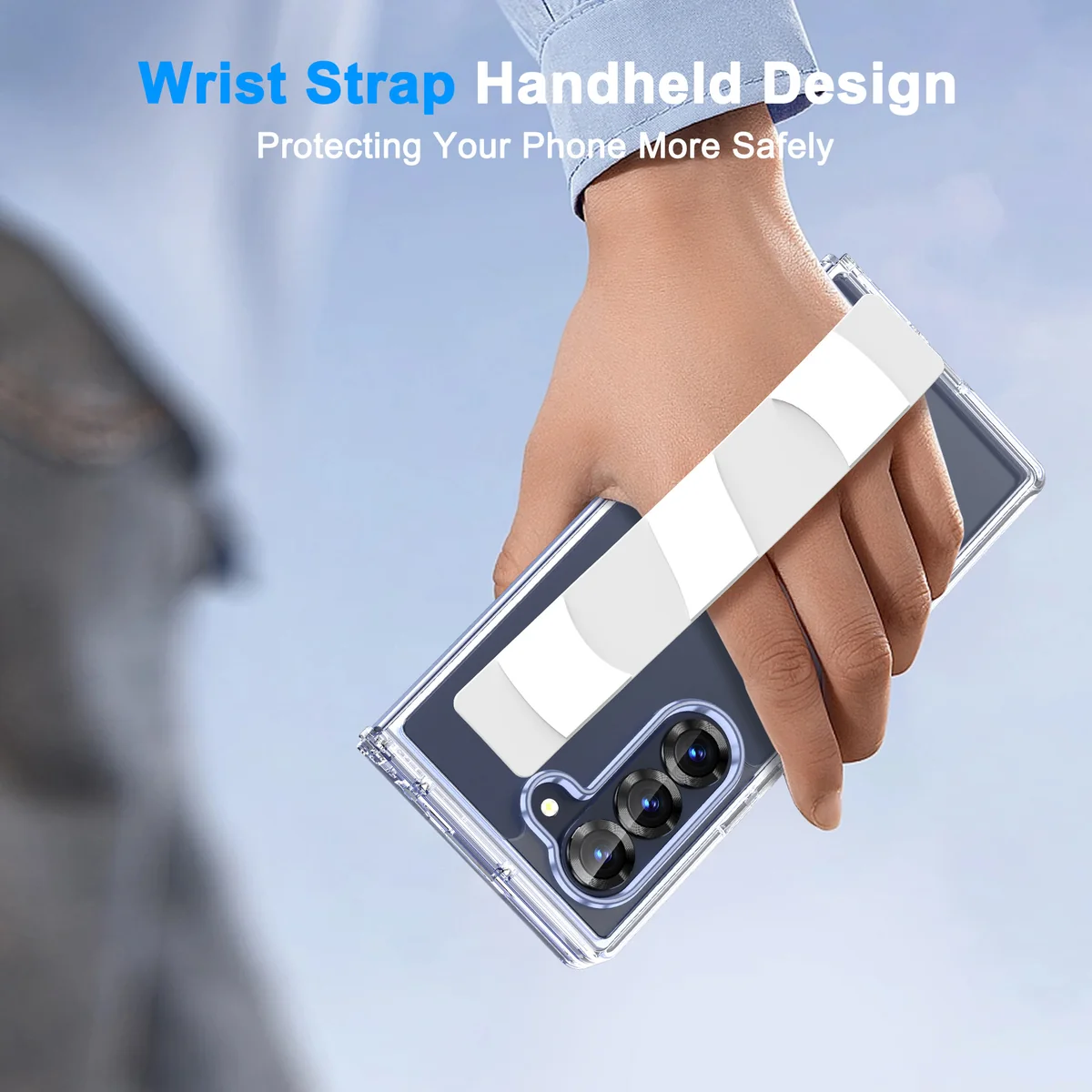 cross-border compatible with Samsung Z Fold6 foldable one-piece case wrist strap phone case ultra-clear TPU +PC Z Fold7