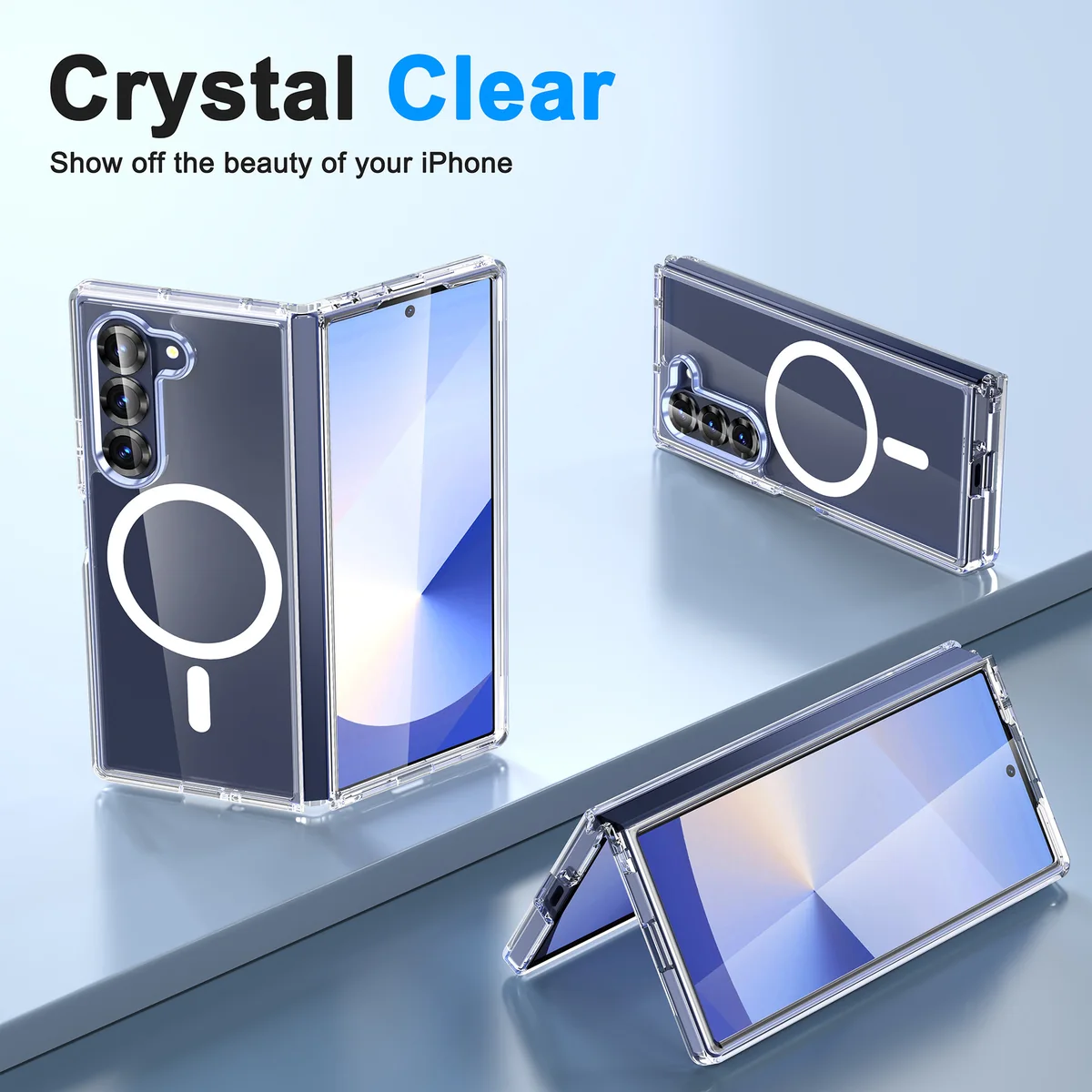 cross-border compatible with Samsung Z Fold 6 foldable one-piece case with magnetic ring phone case Bayer anti-yellowing ultra-clear TPU+PC