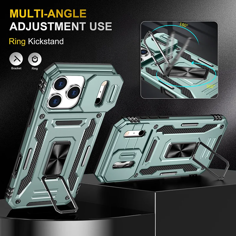 cross-border compatible with Apple iPhone17Pro Max Kejiang shockproof phone case metal hardware kickstand usable in landscape portrait