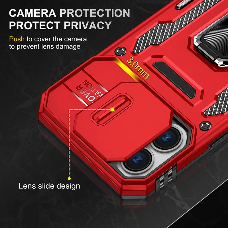 cross-border compatible with Apple iPhone16 Kejiang sliding camera cover shockproof phone case metal hardware kickstand usable in landscape usable in portrait