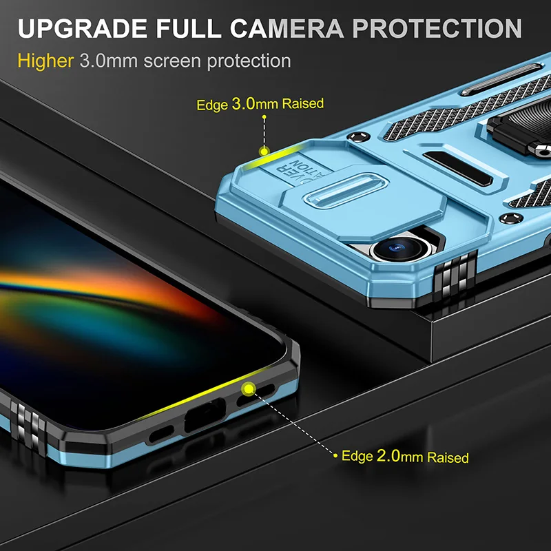 cross-border compatible with Apple iPhone16E Kejiang sliding camera cover shockproof phone case metal hardware kickstand usable in landscape usable in portrait