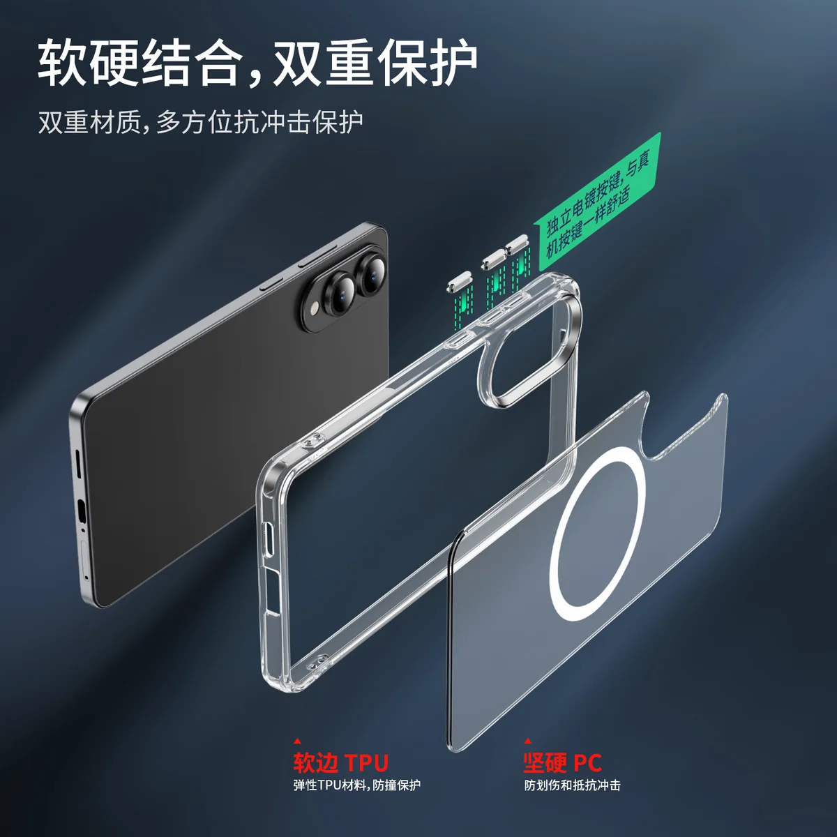 cross-border compatible with Samsung S25 Edge crystal-clear shockproof 2.0 with magnetic ring imported from Germany anti-yellowing material phone case
