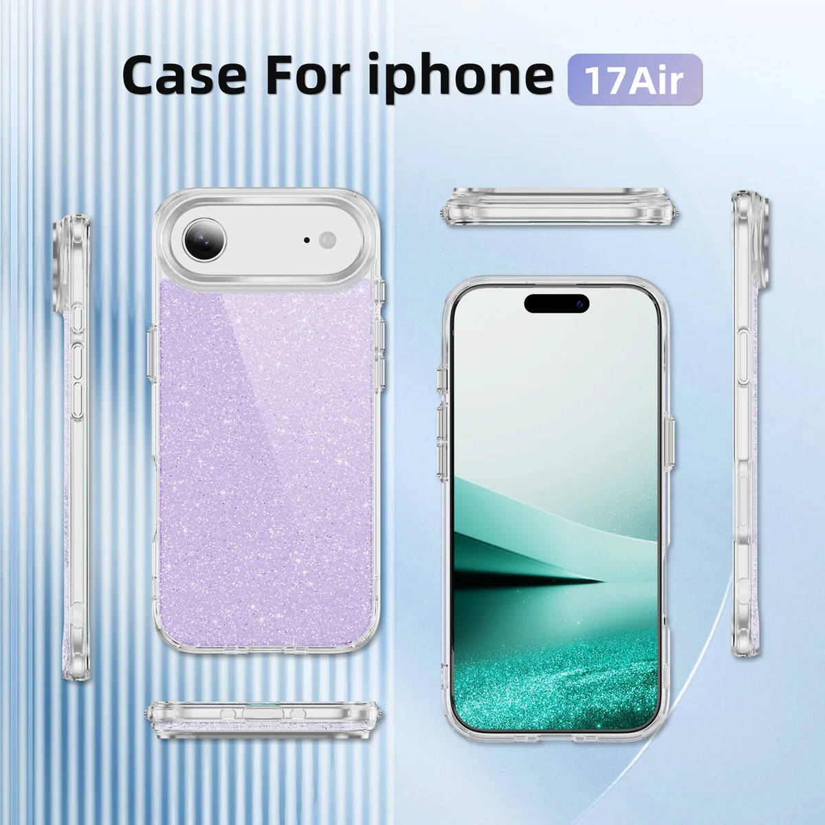 cross-border compatible with Apple iPhone17Air crystal-clear shockproof glitter imported from Germany anti-yellowing material phone case