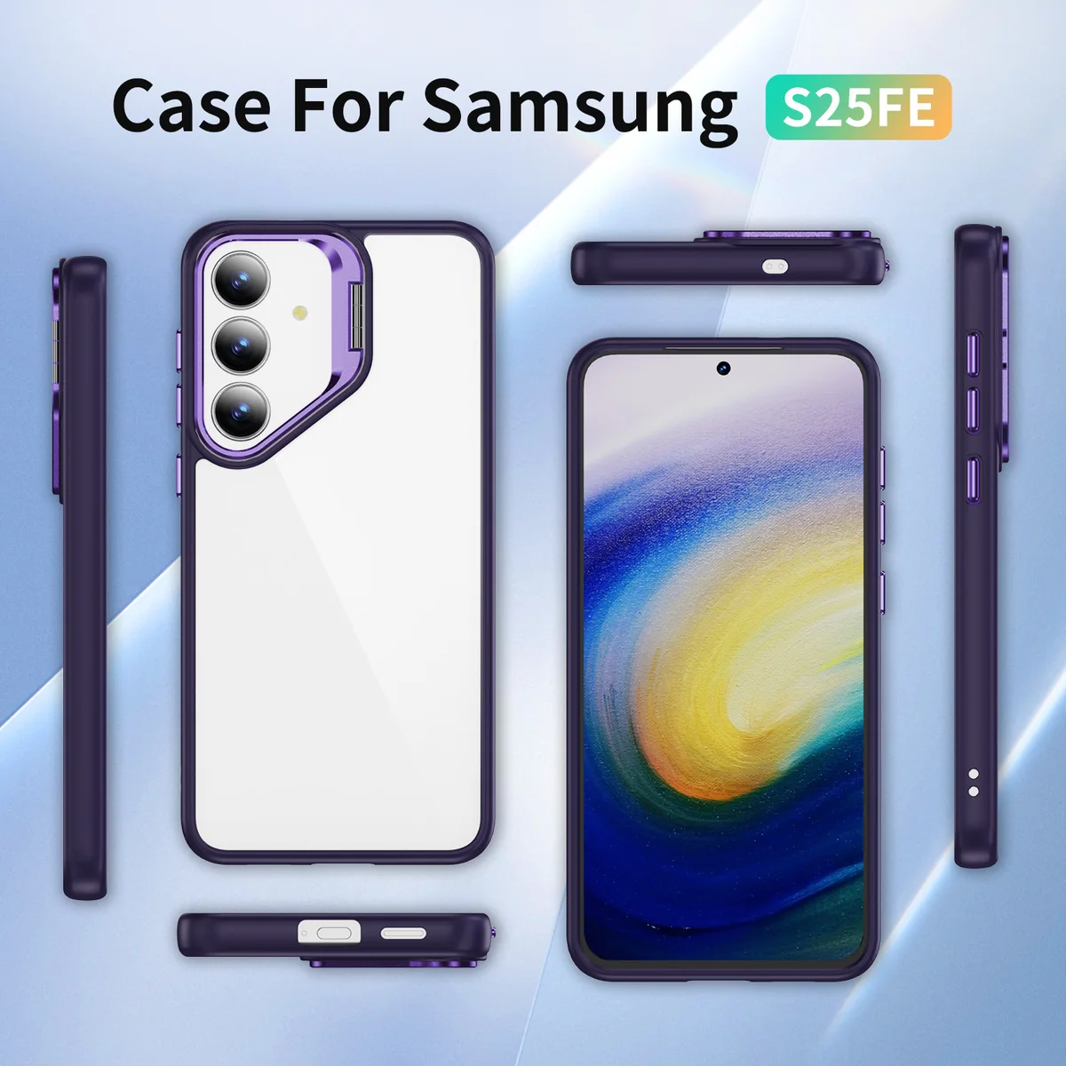 cross-border compatible with Samsung S25FE Sky Mirror metal camera-ring hinge kickstand phone case manufacturer new arrival