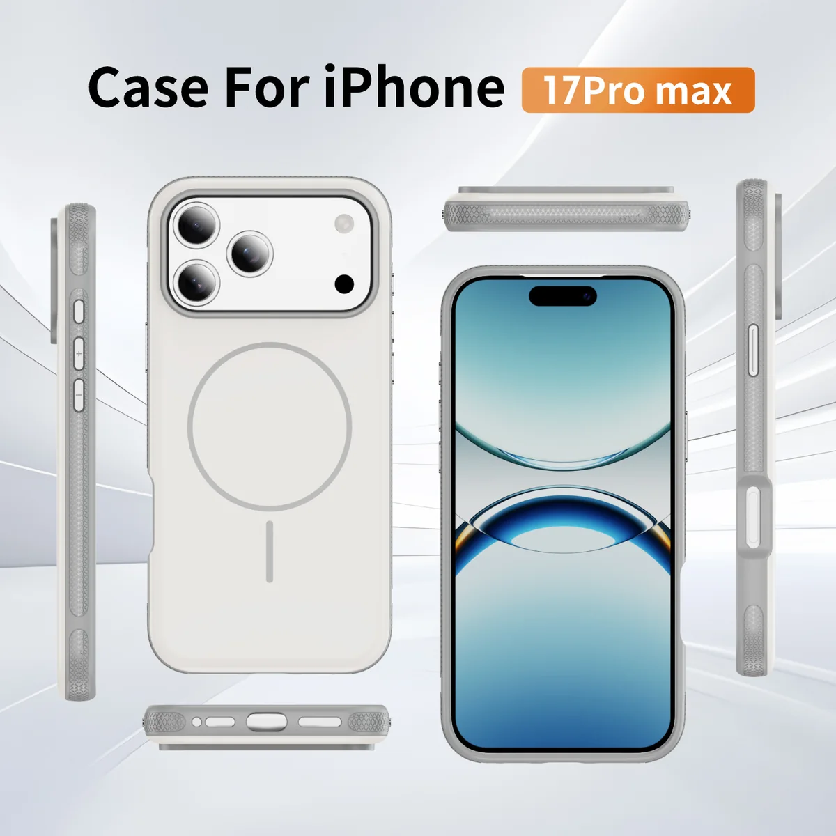 cross-border compatible with Apple iPhone17 Pro Max kickstand case two-tone original-style magnetic ring soft-touch phone case