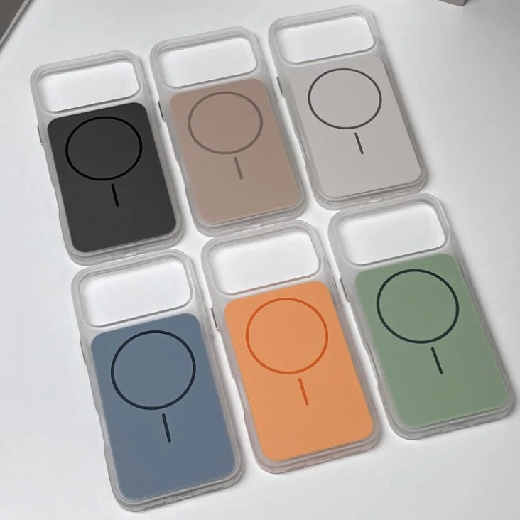 cross-border compatible with iPhone17Pro Max Crystal Shine soft-touch magnetic ring shockproof phone case built-in N52 magnet