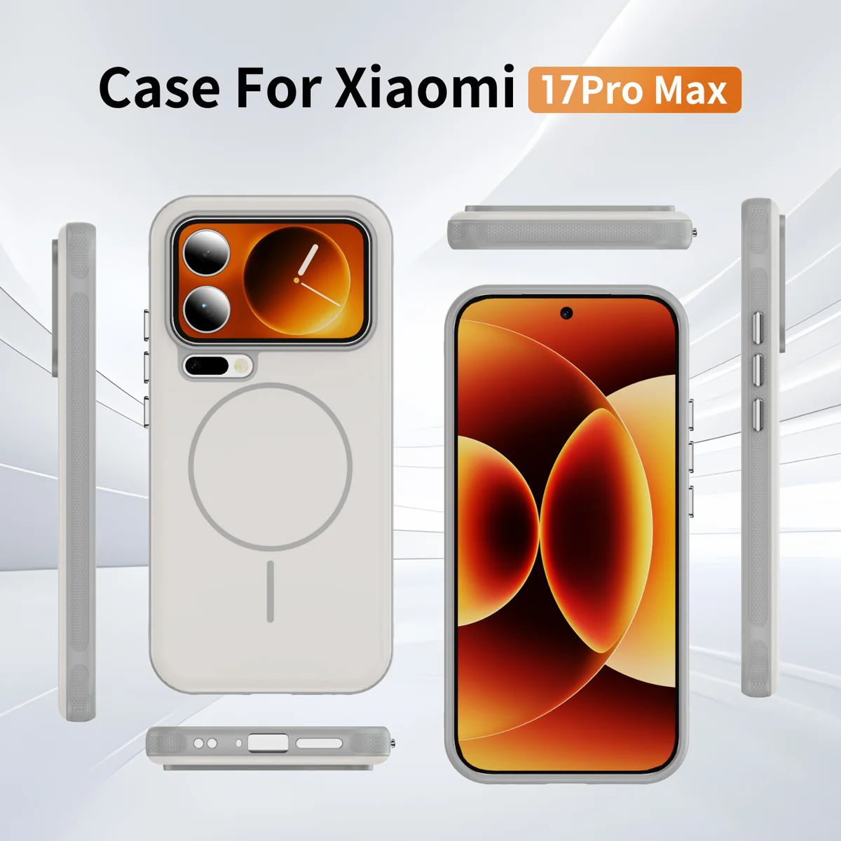 cross-border compatible with Xiaomi 17PROMAX 5G kickstand case two-tone original-style magnetic ring soft-touch anti-slip texture phone case