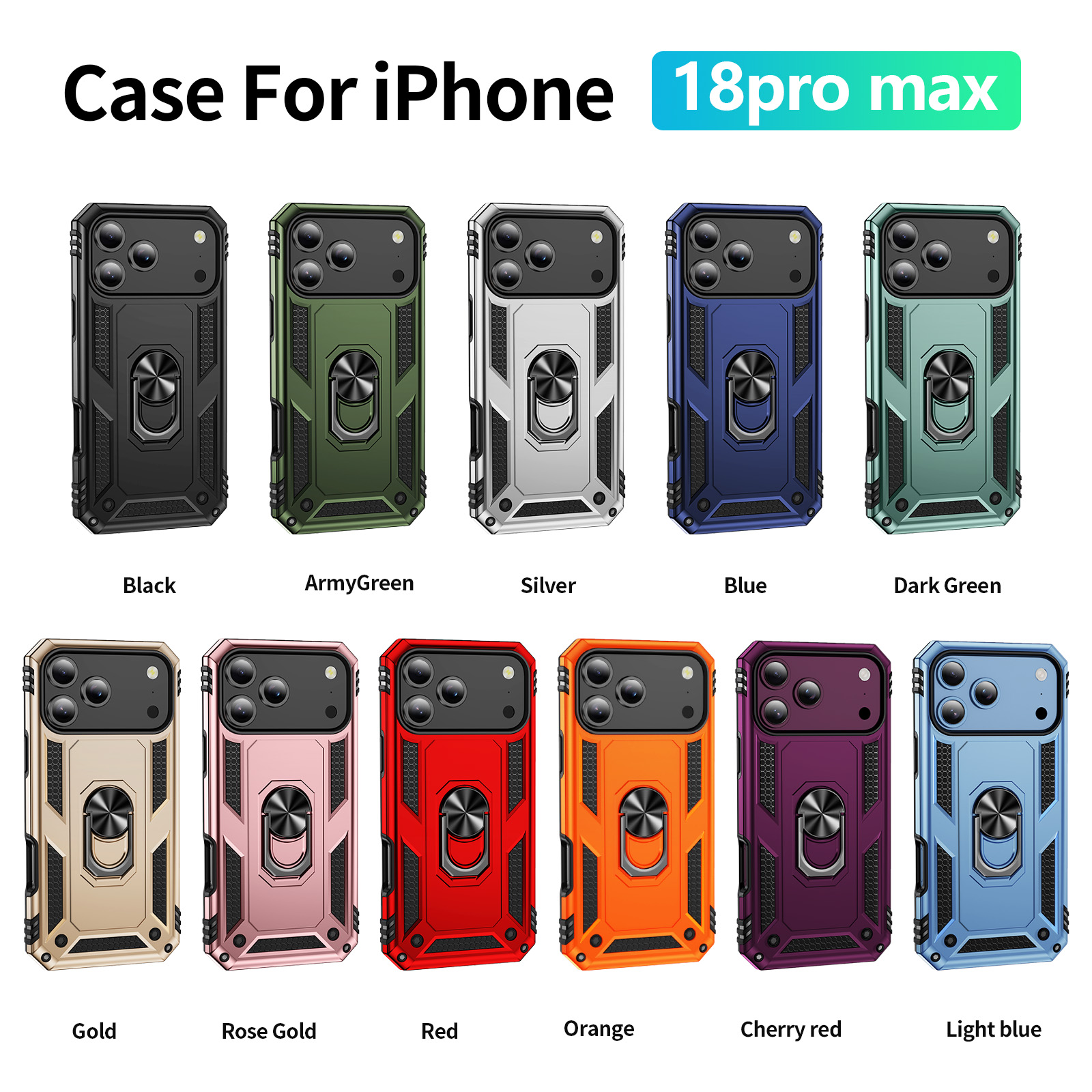 Rugged Ring-Stand Phone Case with Sliding Camera Cover