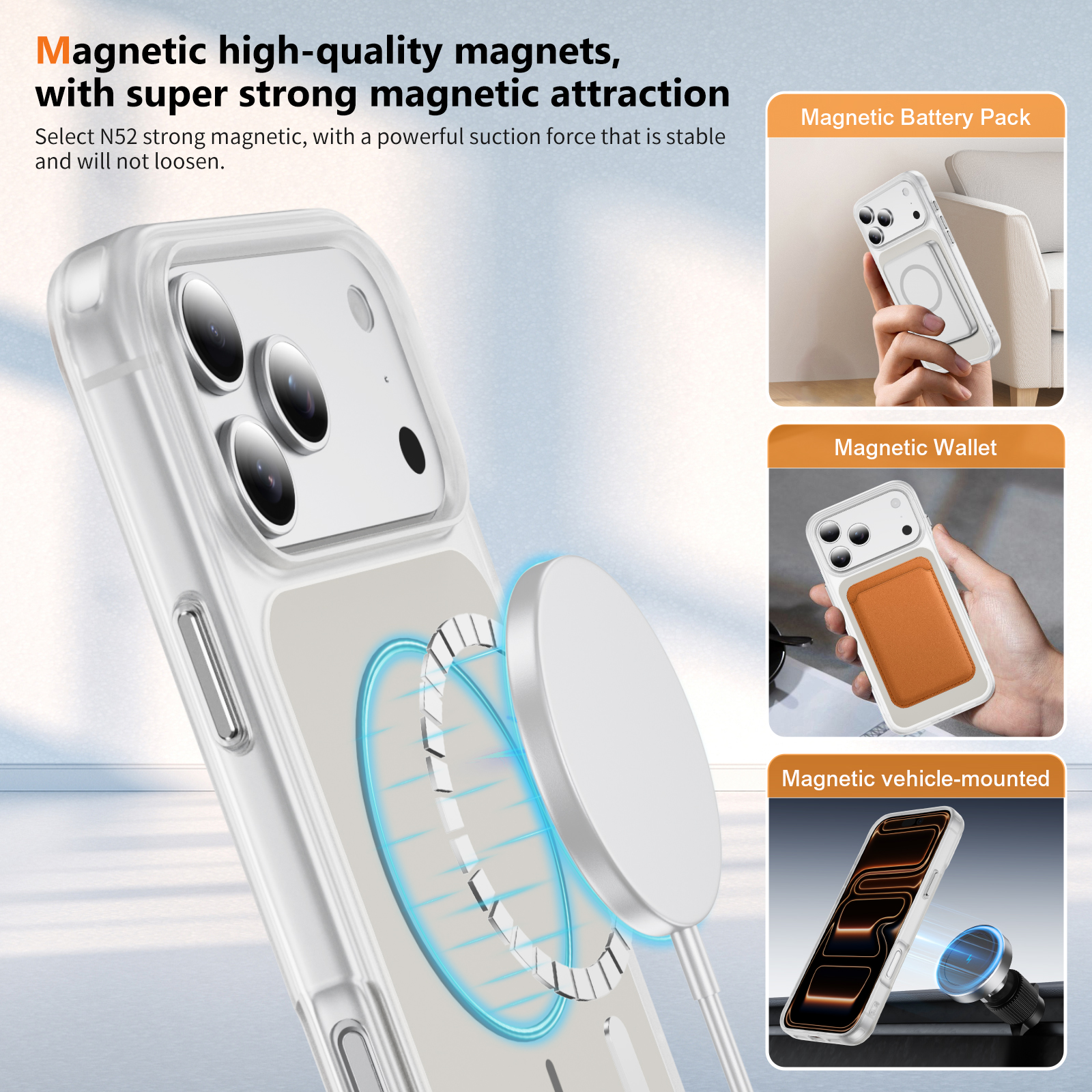 Soft-Touch Magnetic Shockproof TPU + PC Phone Case - Image 3