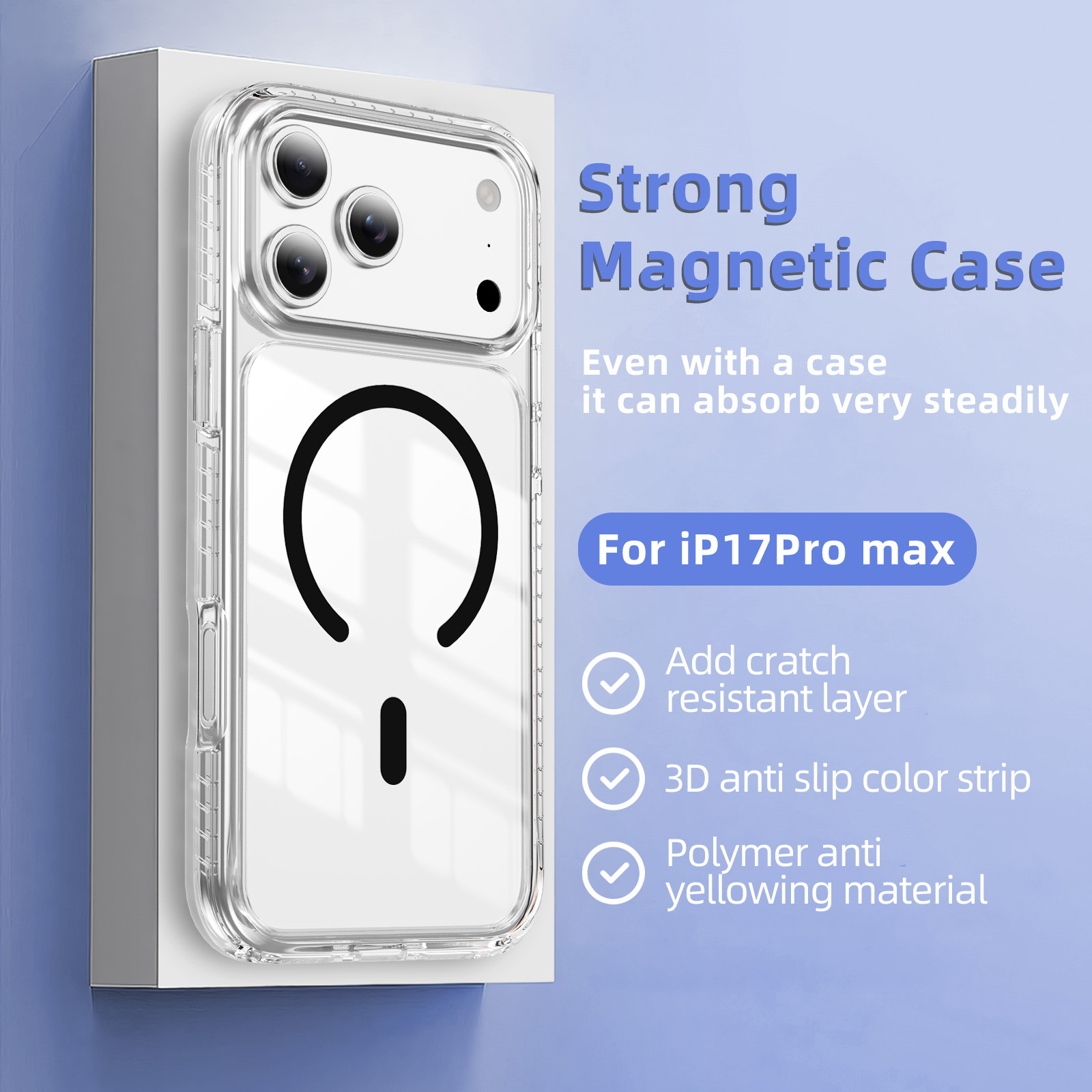 Anti-Yellowing Magnetic Clear Case with Corner Airbags - Image 5