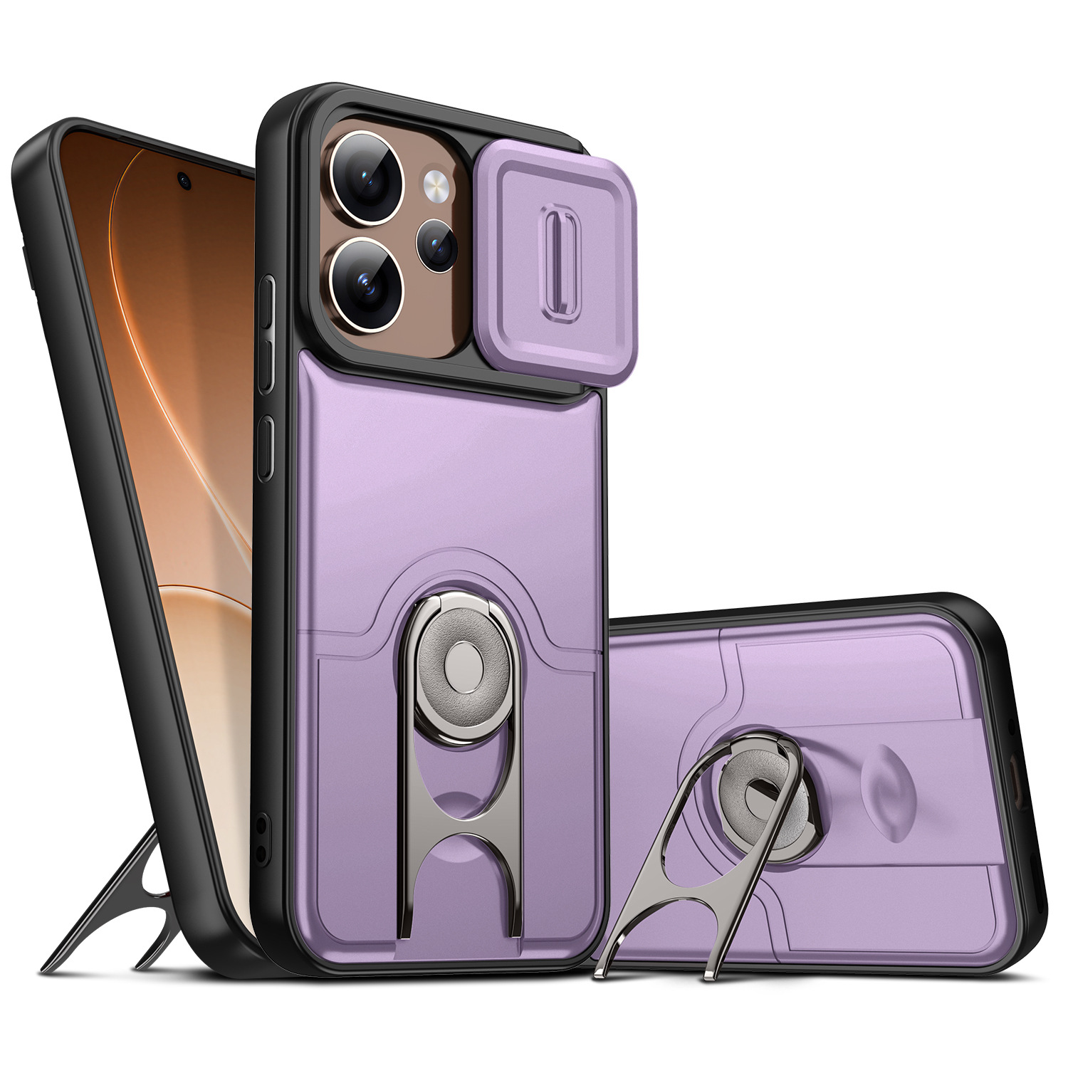 Sliding Camera Cover Kickstand Phone Case - Image 2