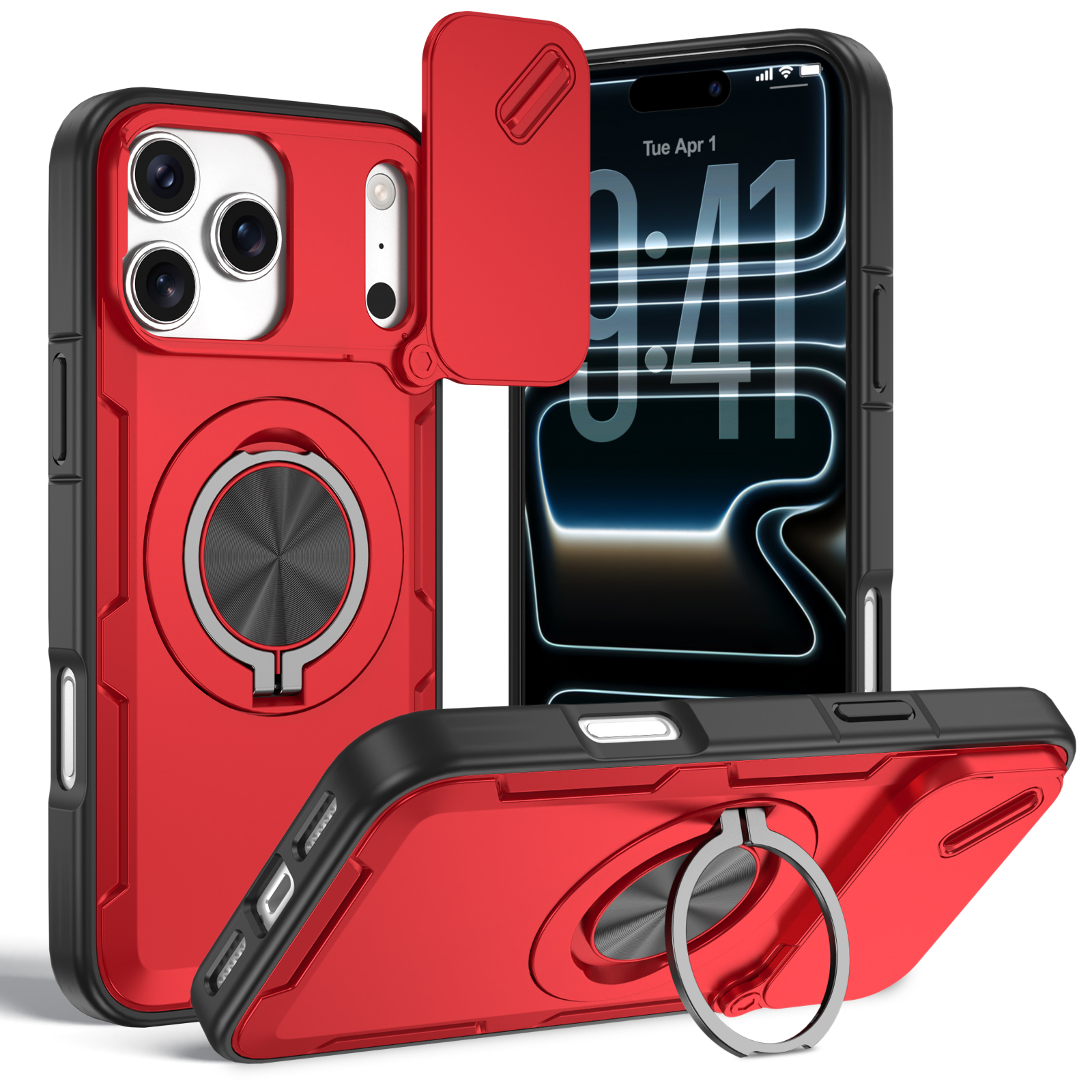 Magnetic Sliding Camera Cover Case with 360 Degree Stand