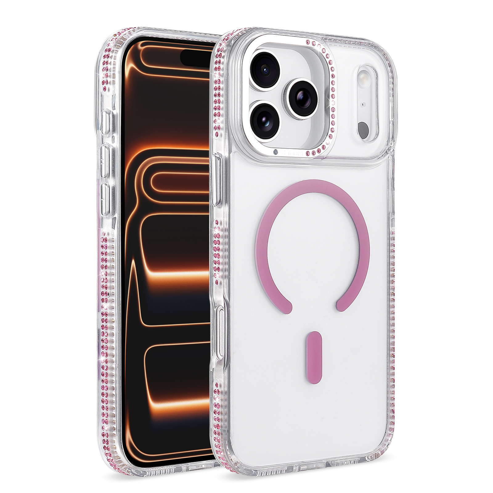 Rhinestone Magnetic Clear Phone Case - Image 2