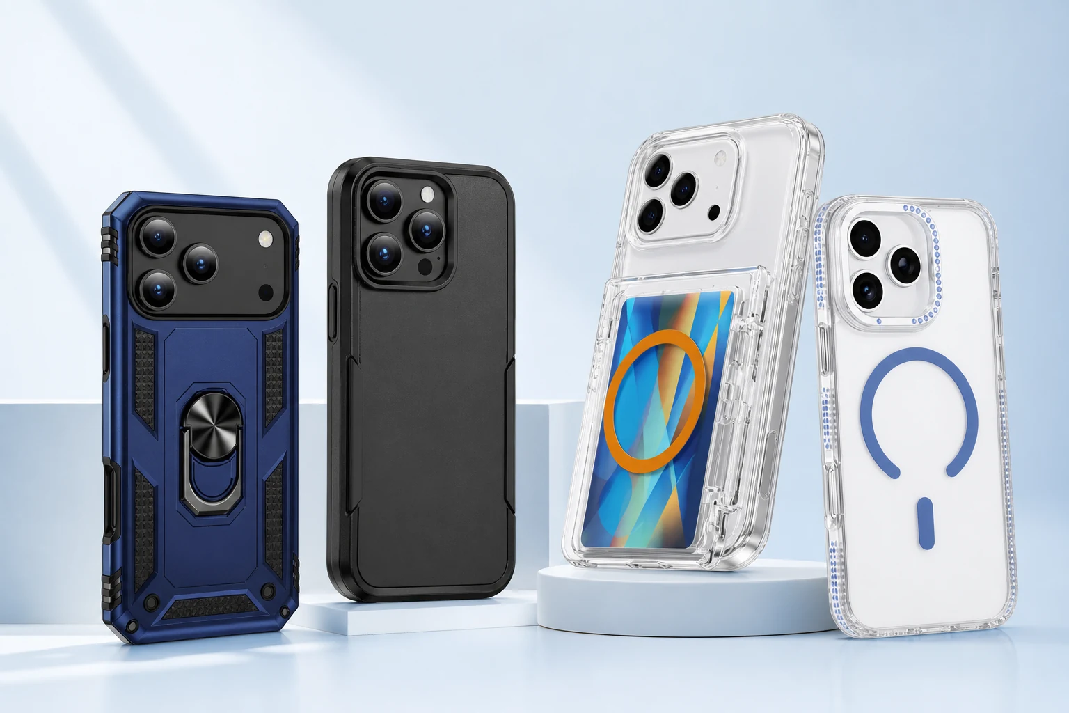 CHAMPIONS rugged, magnetic, clear wallet and clear MagSafe phone cases